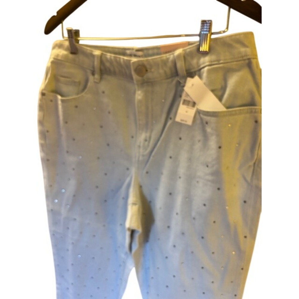 Lane Bryant Boyfriend Capri Jeans Light Wash Rhinestone Mid-Rise Size 12 New - Picture 4 of 10